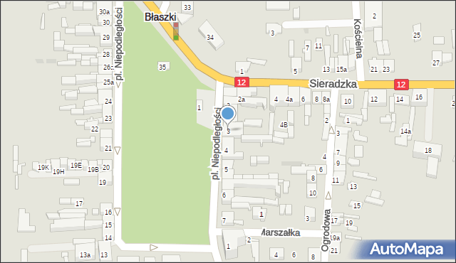 Błaszki, Plac Niepodległości, 3, mapa Błaszki