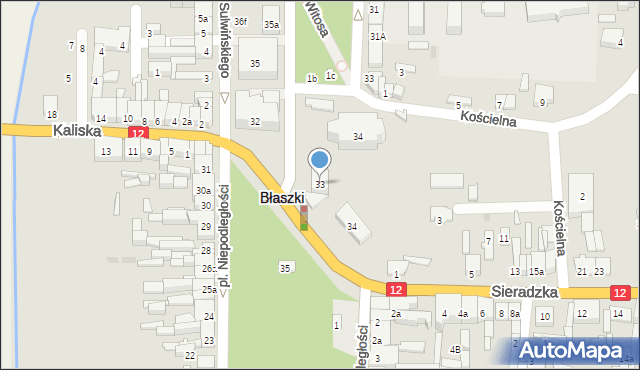 Błaszki, Plac Niepodległości, 33, mapa Błaszki