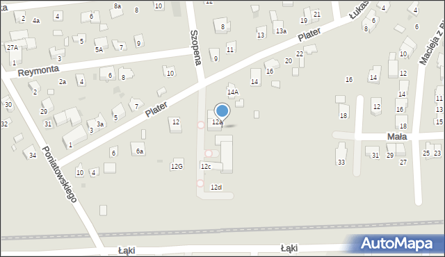 Błonie, Plater Emilii, 12b, mapa Błonie