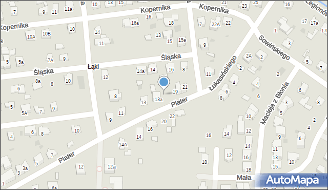 Błonie, Plater Emilii, 17, mapa Błonie