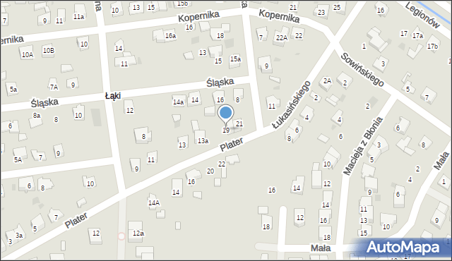 Błonie, Plater Emilii, 19, mapa Błonie