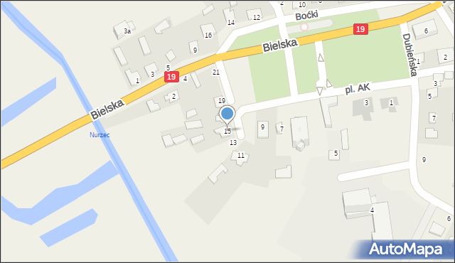 Boćki, Plac Armii Krajowej, 15, mapa Boćki