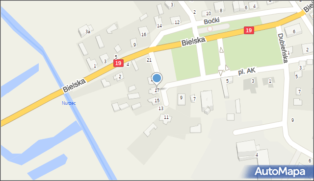 Boćki, Plac Armii Krajowej, 17, mapa Boćki