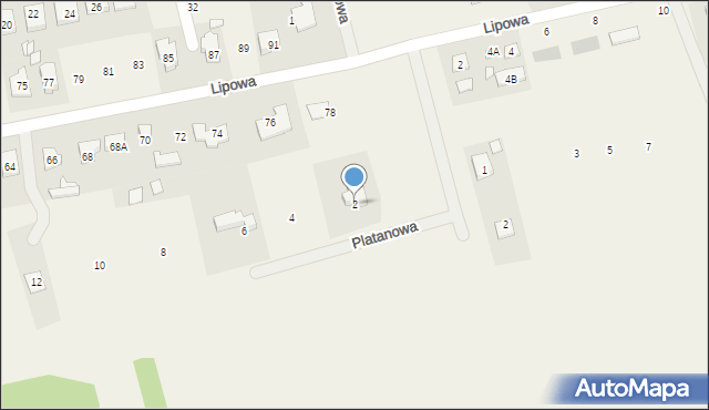 Bolechówko, Platanowa, 2, mapa Bolechówko
