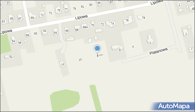 Bolechówko, Platanowa, 8, mapa Bolechówko