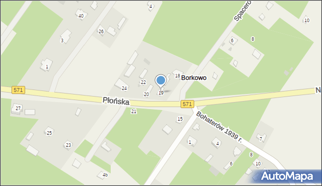 Borkowo, Płońska, 19, mapa Borkowo