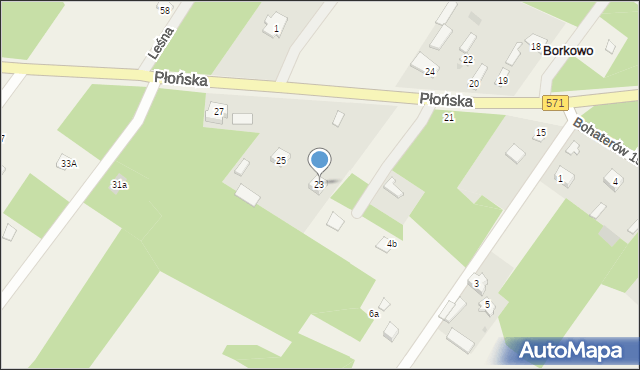 Borkowo, Płońska, 23, mapa Borkowo