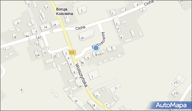 Boruja Kościelna, Plac Kościelny, 8, mapa Boruja Kościelna
