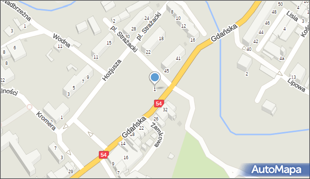 Braniewo, Plac Strażacki, 1, mapa Braniewo