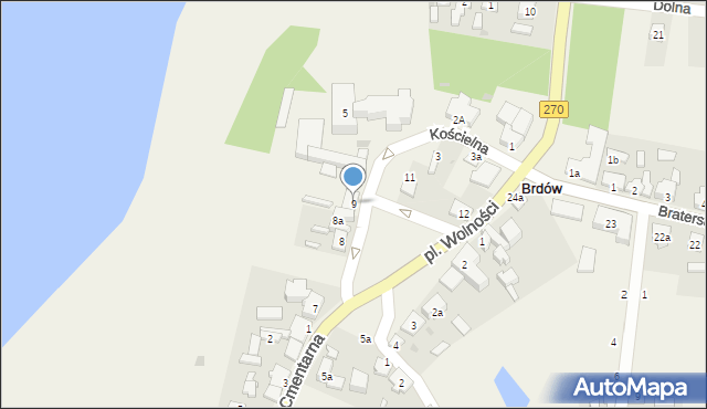 Brdów, Plac Wolności, 9, mapa Brdów