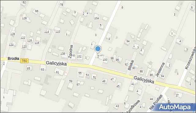 Brodła, Plac Słoneczny, 2, mapa Brodła
