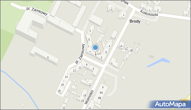 Brody, Plac Zamkowy, 5, mapa Brody