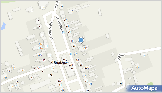 Brudzew, Plac Wolności, 20c, mapa Brudzew