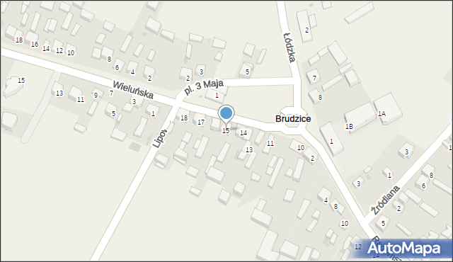 Brudzice, Plac 3 Maja, 15, mapa Brudzice