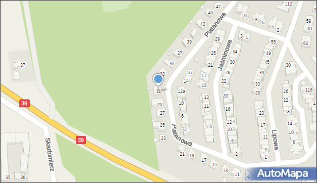 Brzeg, Platanowa, 31, mapa Brzeg