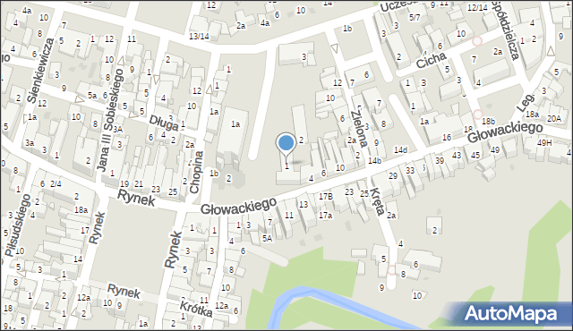 Brzesko, Plac św. Jakuba, 1, mapa Brzesko