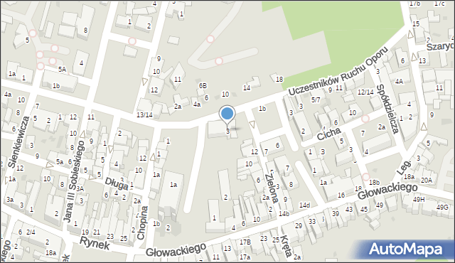 Brzesko, Plac św. Jakuba, 3, mapa Brzesko
