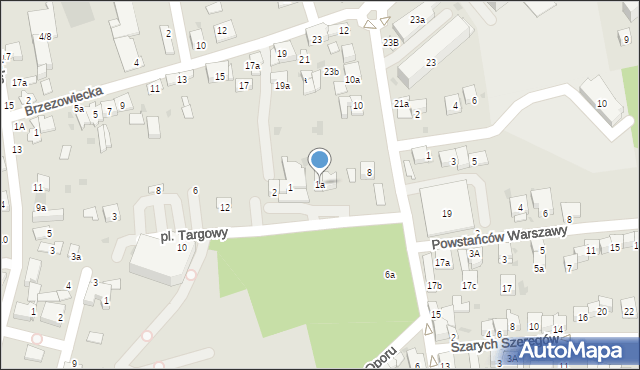 Brzesko, Plac Targowy, 1a, mapa Brzesko
