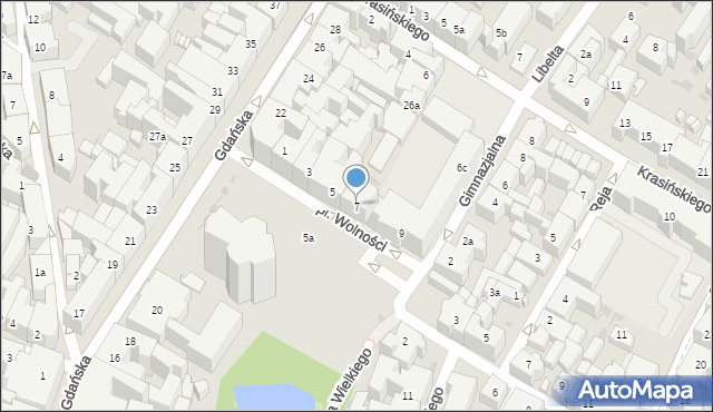 Bydgoszcz, Plac Wolności, 7, mapa Bydgoszczy
