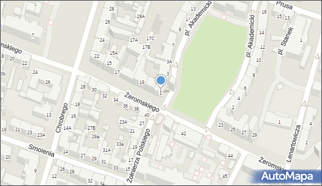 Bytom, Plac Akademicki, 1, mapa Bytomia