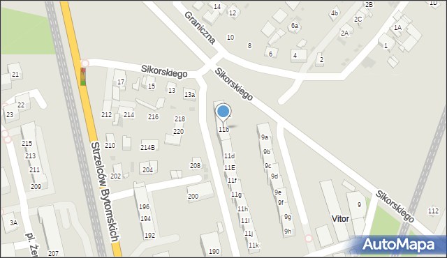 Bytom, Plac Sikorskiego Władysława, gen., 11b, mapa Bytomia
