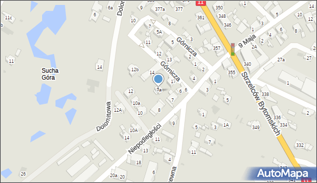 Bytom, Plac Niepodległości, 7a, mapa Bytomia