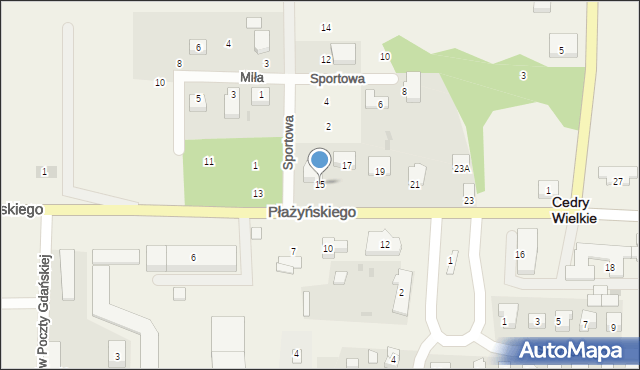 Cedry Wielkie, Płażyńskiego Macieja, 15, mapa Cedry Wielkie