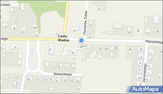 Cedry Wielkie, Płażyńskiego Macieja, 20, mapa Cedry Wielkie