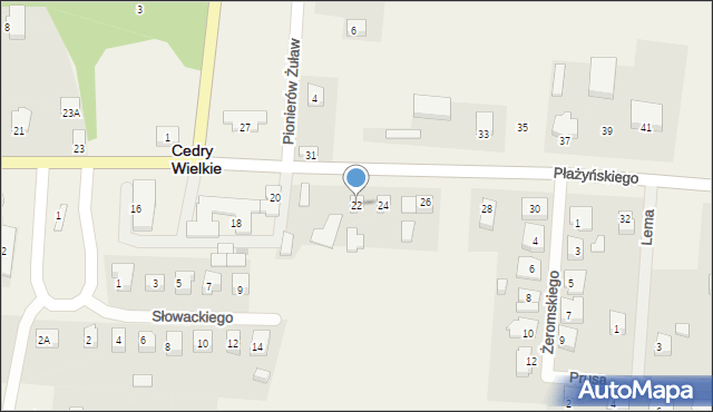 Cedry Wielkie, Płażyńskiego Macieja, 22, mapa Cedry Wielkie