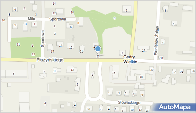 Cedry Wielkie, Płażyńskiego Macieja, 23, mapa Cedry Wielkie