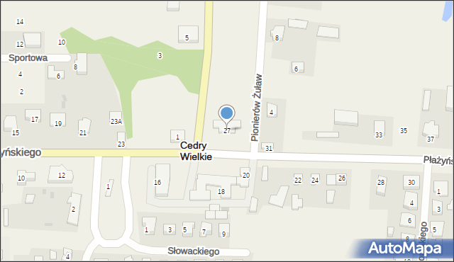 Cedry Wielkie, Płażyńskiego Macieja, 27, mapa Cedry Wielkie