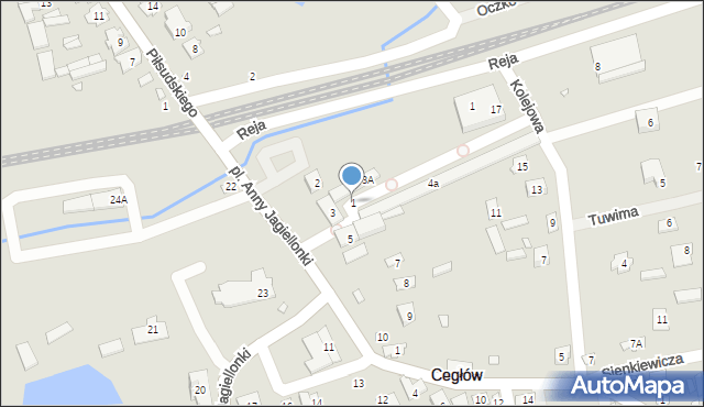 Cegłów, Plac Anny Jagiellonki, 1, mapa Cegłów