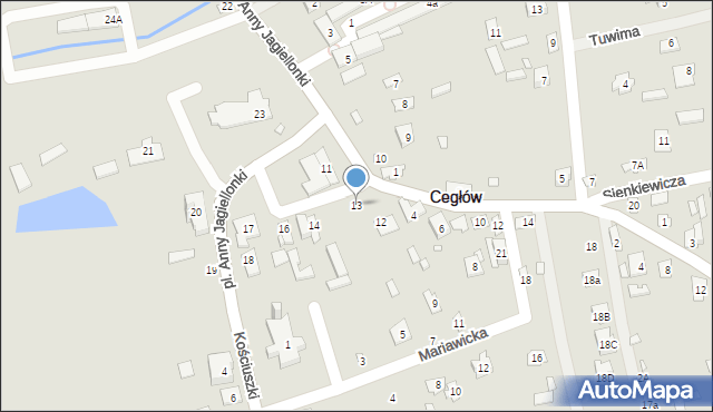 Cegłów, Plac Anny Jagiellonki, 13, mapa Cegłów