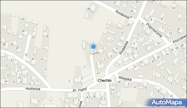 Chechło, Plac Partyzantów, 13, mapa Chechło
