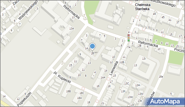 Chełm, Plac Kupiecki, 16, mapa Chełma