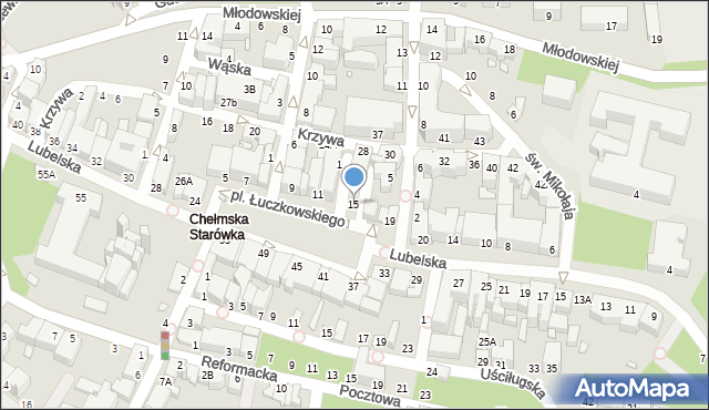 Chełm, Plac Łuczkowskiego Edwarda, dr., 15, mapa Chełma