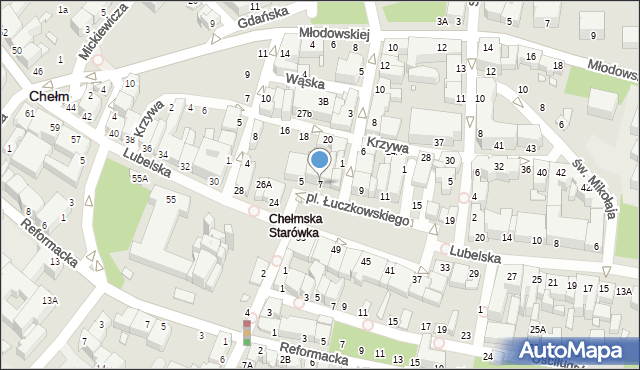 Chełm, Plac Łuczkowskiego Edwarda, dr., 7, mapa Chełma