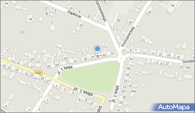 Chocz, Plac 1 Maja, 36, mapa Chocz