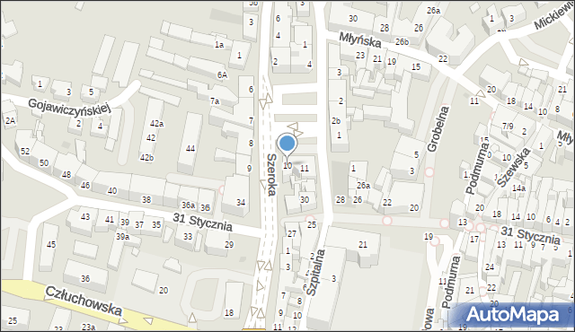 Chojnice, Plac Jagielloński, 10, mapa Chojnic
