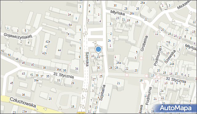 Chojnice, Plac Jagielloński, 11, mapa Chojnic