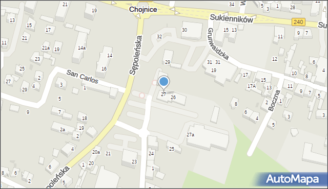 Chojnice, Plac Piastowski, 27, mapa Chojnic