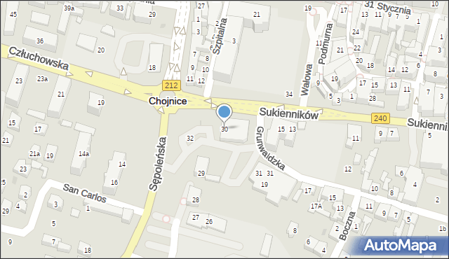 Chojnice, Plac Piastowski, 30, mapa Chojnic