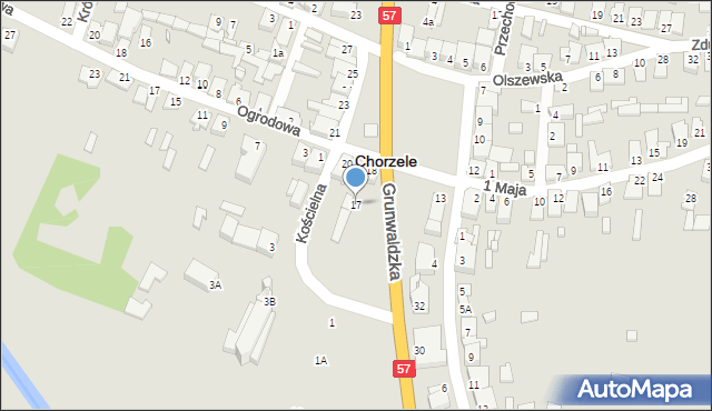 Chorzele, Plac Kościuszki Tadeusza, gen., 17, mapa Chorzele