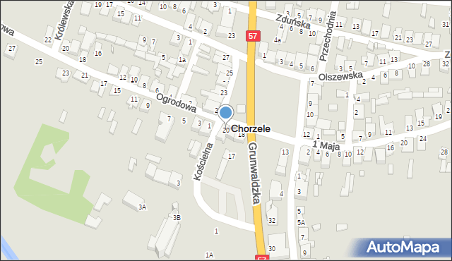 Chorzele, Plac Kościuszki Tadeusza, gen., 20, mapa Chorzele