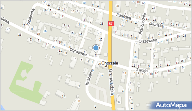 Chorzele, Plac Kościuszki Tadeusza, gen., 21, mapa Chorzele