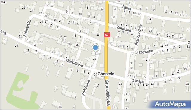 Chorzele, Plac Kościuszki Tadeusza, gen., 24, mapa Chorzele