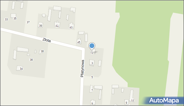 Chrzęsne, Platynowa, 1, mapa Chrzęsne