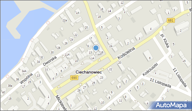 Ciechanowiec, Plac 3 Maja, 15, mapa Ciechanowiec