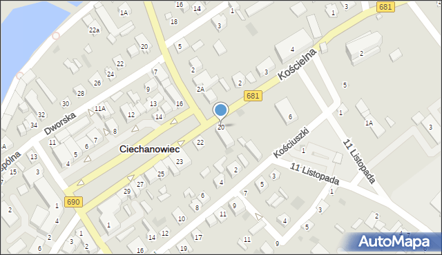 Ciechanowiec, Plac 3 Maja, 20, mapa Ciechanowiec