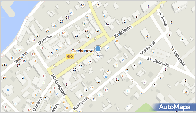 Ciechanowiec, Plac 3 Maja, 23, mapa Ciechanowiec